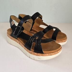 Pikolinos Palma Platform Sandals Women's 39/8.5 US Black Leather Summer Comfort